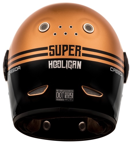PŘILBA FIBRE SUPER HOOLIGAN, CASSIDA (ČERNÁ/METALICKÁ MĚDĚNÁ/ŠEDÁ)