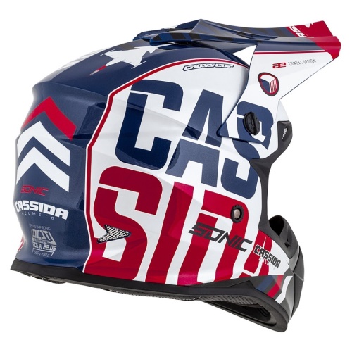 PŘILBA CROSS CUP SONIC, CASSIDA (ČERVENÁ/MODRÁ/BÍLÁ/ČERNÁ)