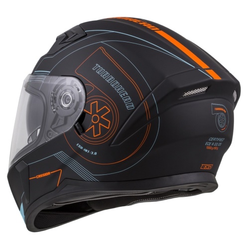 PŘILBA INTEGRAL 3.0 TURBOHEAD, CASSIDA (ČERNÁ MATNÁ/ORANŽOVÁ/MODRÁ, PLEXI S PŘÍPRAVOU PRO PINLOCK)
