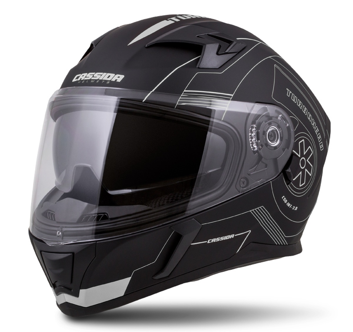 PŘILBA INTEGRAL 3.0 TURBOHEAD, CASSIDA (ČERNÁ MATNÁ/STŘÍBRNÁ, PLEXI S PŘÍPRAVOU PRO PINLOCK)