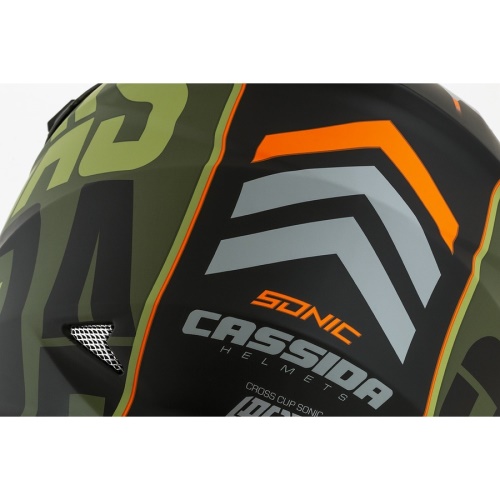 PŘILBA CROSS CUP SONIC, CASSIDA (ZELENÁ MATNÁ/ORANŽOVÁ/ČERNÁ/ŠEDÁ)