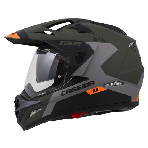 PŘILBA TOUR 1.1 SPECTRE, CASSIDA (ZELENÁ ARMY MATNÁ/ŠEDÁ/ORANŽOVÁ/ČERNÁ, PLEXI S PŘÍPRAVOU PRO PINLOCK)