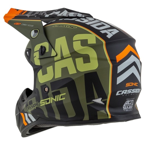 PŘILBA CROSS CUP SONIC, CASSIDA (ZELENÁ MATNÁ/ORANŽOVÁ/ČERNÁ/ŠEDÁ)