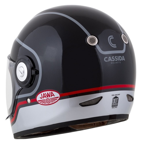 PŘILBA FIBRE JAWA SPORT, CASSIDA (ČERNÁ/STŘÍBRNÁ/ČERVENÁ)