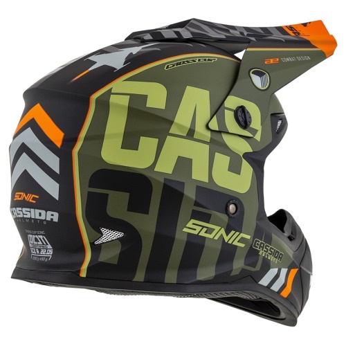 PŘILBA CROSS CUP SONIC, CASSIDA (ZELENÁ MATNÁ/ORANŽOVÁ/ČERNÁ/ŠEDÁ)