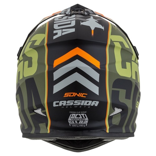 PŘILBA CROSS CUP SONIC, CASSIDA (ZELENÁ MATNÁ/ORANŽOVÁ/ČERNÁ/ŠEDÁ)