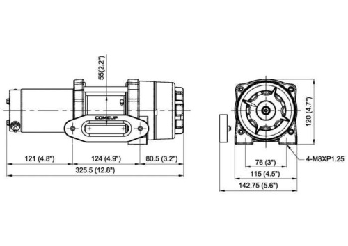 naviják COMEUP Cub 3s 12V STD, 3000lbs, syntetické lano