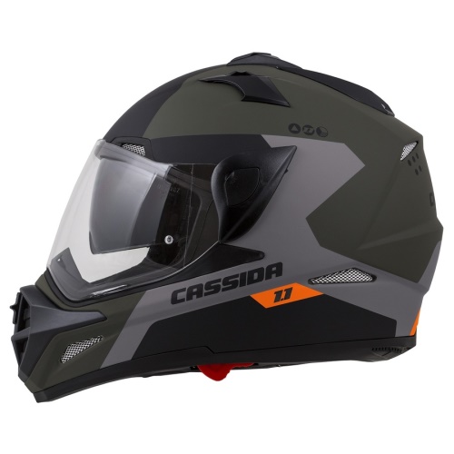 PŘILBA TOUR 1.1 SPECTRE, CASSIDA (ZELENÁ ARMY MATNÁ/ŠEDÁ/ORANŽOVÁ/ČERNÁ, PLEXI S PŘÍPRAVOU PRO PINLOCK)