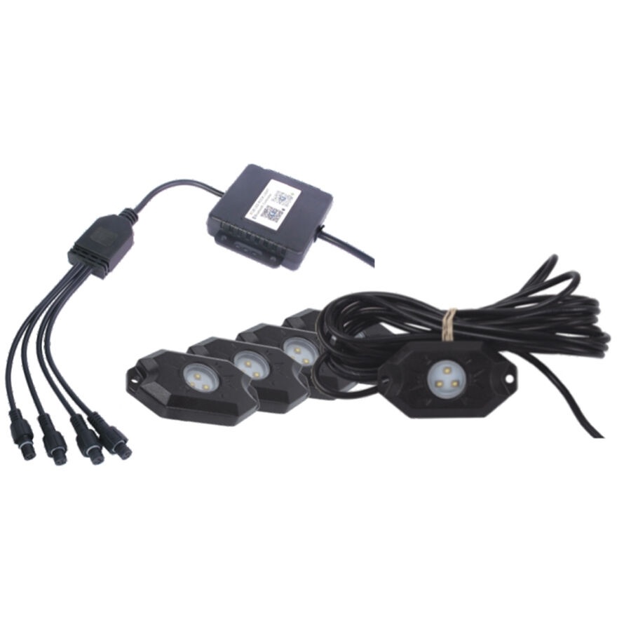 SHARK LED Rock Light,3"x2",9W,Multi-Color,Bluetooth Control,4 pcs Set