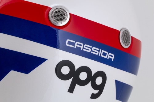 PŘILBA FIBRE OPG, CASSIDA (BÍLÁ/MODRÁ/ČERVENÁ)
