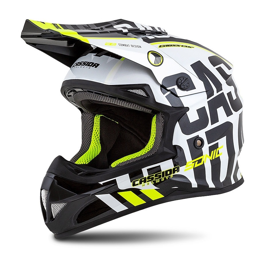 PŘILBA CROSS CUP SONIC JUNIOR, CASSIDA, DĚTSKÁ (ČERNÁ/BÍLÁ/ŽLUTÁ FLUO/ŠEDÁ)