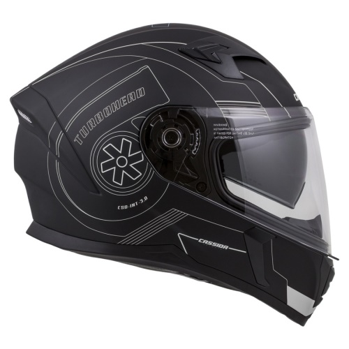 PŘILBA INTEGRAL 3.0 TURBOHEAD, CASSIDA (ČERNÁ MATNÁ/STŘÍBRNÁ, PLEXI S PŘÍPRAVOU PRO PINLOCK)